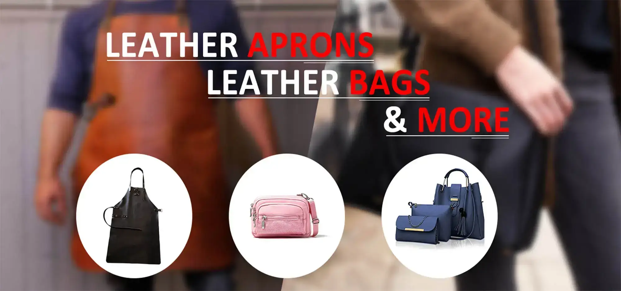 leather bags and aprons